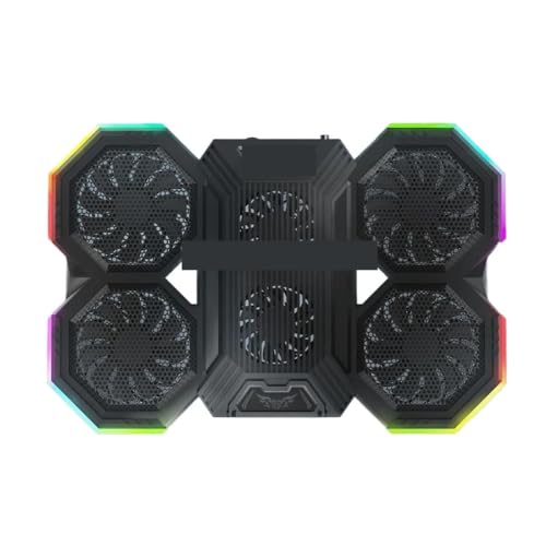 Gaming Laptop Cooler Pad Six Fan 15.6 Inch Adjustable Notebook Stand RGB Fast Heat Dissipation with 2 USB Ports(A) - color: A