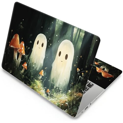 Universal Laptop Skin, DIY Cut-to-Fit Vinyl Cover Compatible with HP, Dell, Lenovo, Mac (13.3" to 15.6"), Anti-Scratch, No Residue & Bubble-Free Protective Decal Sticker, Cute Ghost Forest - color: Cute Ghost Forest