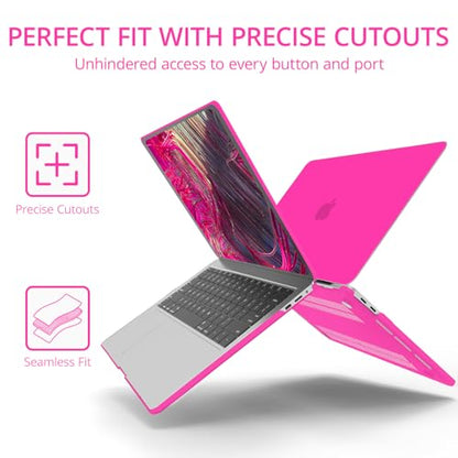 Anban Compatible with MacBook Pro 13 inch Case M2 M1 2025 2024 2023-2016 | Model A2338 A2251 A2289 A2159 A1989 A1708 A1706, Plastic Laptop Hard Shell Case & Keyboard Cover & Screen Protector, Hot Pink - color: Hot Pink