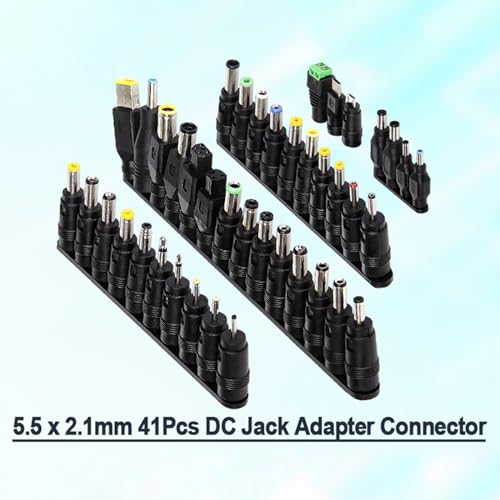 41PCS Power Adapter Tips DC5.5x2.1mm 5.5x2.5mm Connector Kits for Laptop Charger Supply Convert Plug Jacks Notebook Repair Accessories