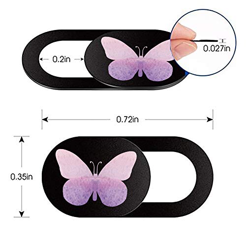 Webcam Cover Slide Ultra Thin Laptop Camera Privacy, 3 Butterfly | 3 Pcs Buterfly, Ultra thin camera cover fit for Cell phone desktop tablet PC, front camera blocks webcam to protect privacy - color: Butterfly