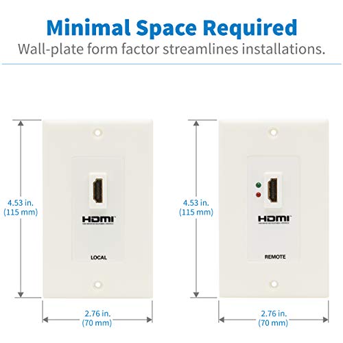 Tripp Lite HDMI Over Dual Cat5/Cat6 Extender Wall Plate Kit with Transmitter and Receiver, TAA, 3 Year Warranty (P167-000) - style: HDMI Wall Plate