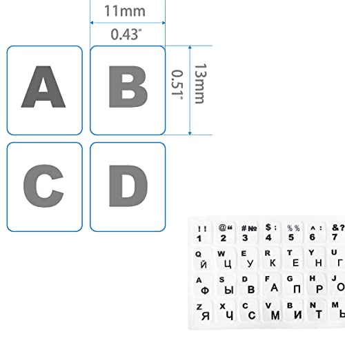 2 Pack Universal Russian Keyboard Stickers White Background with, Black Lettering for Computer Laptop Notebook Desktop, Replacement Computer Keyboard Stickers (Russian) - color: Russian-white/Black Letters