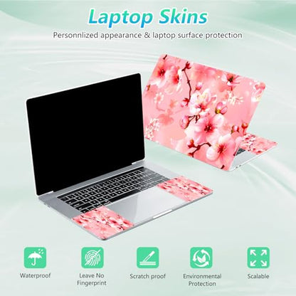 Laptop Skin Sticker Decal 12"-15.6" Universal Laptop/Notebook/Netbook Vinyl - Waterproof Scratch Resistant,Fits HP Dell Lenovo MacBook,2 Free Wrist Pads,Easy Apply & Remove,Cherry Blossom Pink - color: Cherry Blossom Pink
