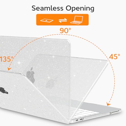 B BELK Glitter Case for MacBook Neo 13 inch 2026 Release Model A3404 | Clear Sparkly Scratch Resistant Protective Hard Shell for Mac Neo Case with Keyboard Cover & Screen Protector, Bling Clear - color: Glitter Clear