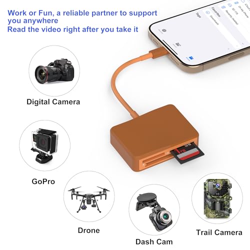 SD Card Reader, 4 in 1 USB C to SD/TF/CF/MS Card Reader with USB to USB C Adapter Memroy Card Reader for iPhone 17/16/15 Pro Max iPad Pro MacBook Pro/Air iMac M4/M3 Android Phone/Tablet PC(TerraCotta) - color: TerraCotta