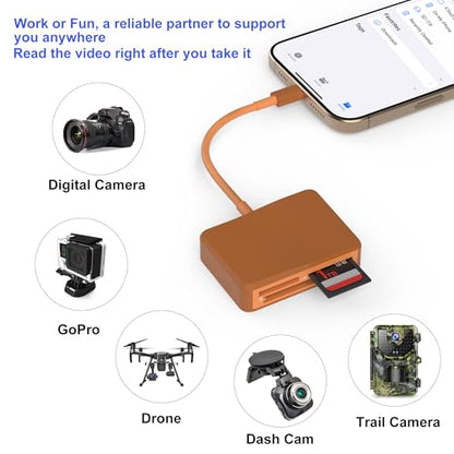SD Card Reader, 4 in 1 USB C to SD/TF/CF/MS Card Reader with USB to USB C Adapter Memroy Card Reader for iPhone 17/16/15 Pro Max iPad Pro MacBook Pro/Air iMac M4/M3 Android Phone/Tablet PC(TerraCotta) - color: TerraCotta
