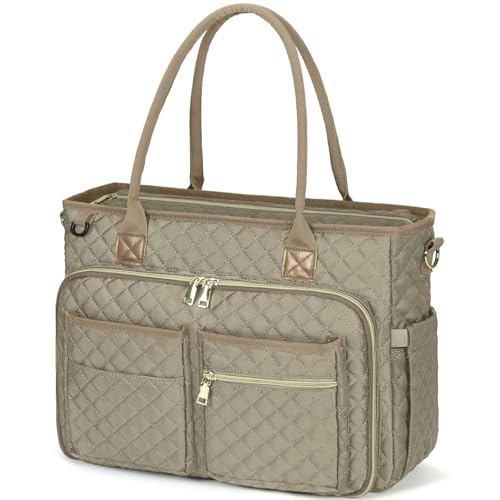 RAINSMORE Teacher Tote Bag 15.6 inch Laptop Bag for Women Work Bags Laptop Tote Nurse Bag Professional Computer Messenger with Insulated Pocket, Laptop Briefcase for Office, College,Camel - color: Camel, size: 15.6 inch