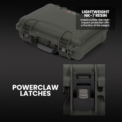 NANUK 910 Hard Case with Customizable Cubed Foam, IP67 Waterproof, Dustproof and Impact Resistant, 14.3” x 11.1” x 4.7”, Rugged Construction for Ultimate Protection, Made in Canada - Olive - color: Olive, style: Cubed Foam