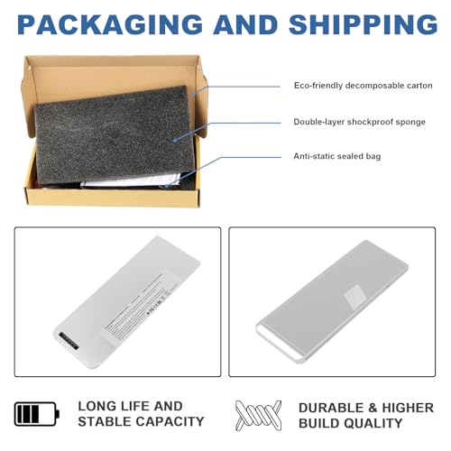 TREE.NB 56Wh A1280 Laptop Battery for Apple A1280 A1278 (2008 Version) MacBook 13-Inch Series, Compabiel for MB771G/A MB467LL/A MB466LL/A - size: 8.23x3.07x0.79inch A1280