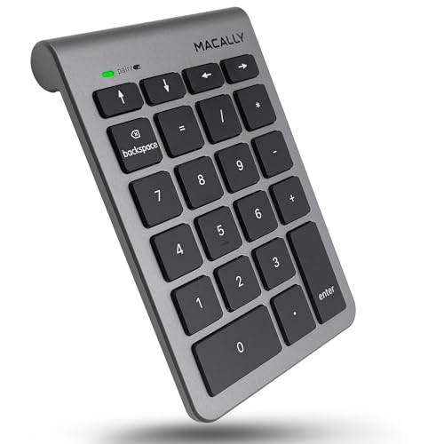 Macally Bluetooth Number Pad for Laptop - Wireless Numeric Keypad - 22 Key Numeric Keypad for Data Entry, Numpad Compatible with MacBook, iPad, iPhone, iOS, Laptop, PC, Android - color: Gray