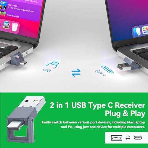 Presentation Clickers for PowerPoint Presentations, [Aluminum Alloy] + [2 in 1 USB C/A] PowerPoint Clicker with Laser Pointer Wireless Presenter PPT Slide Remote Control Clicker for Mac, Computer - style: Green Light