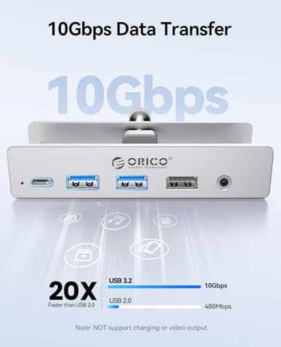 ORICO Clip Docking Station, 8-in-1 Clamp USB C Hub with 4K@60Hz HDMI, 100W PD, Gigabit Ethernet, 4xUSB Port, AUX, 10Gbps Clamp Docking Station for Laptop, MacBook, PC (Adapter Not Included) - color: Silver