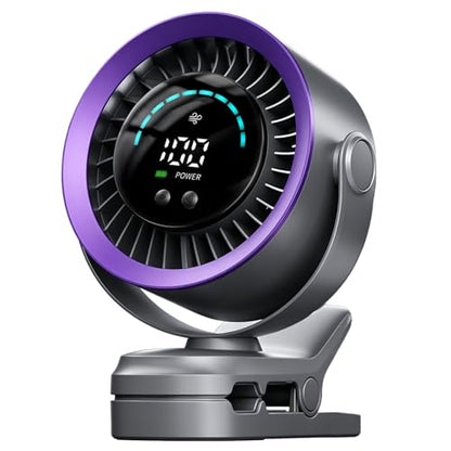 Portable Clip on Fan, Rechargeable USB Desk Fan with Turbo Airflow, 100 Speeds LED Display, 360° Rotation, Small Quiet Battery Powered Fan for Stroller Outdoor Travel Camping Golf Cart, Grey - color: Grey