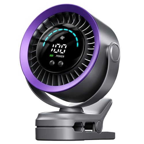 Portable Clip on Fan, Rechargeable USB Desk Fan with Turbo Airflow, 100 Speeds LED Display, 360° Rotation, Small Quiet Battery Powered Fan for Stroller Outdoor Travel Camping Golf Cart, Grey - color: Grey