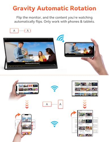 17.3" 2.5K Wireless Portable Travel Monitor, Support AirPlay Miracast | 2560×1440P USB-C HDMI External Computer Monitor, 2nd Screen for Laptop MacBook PC Phone Tablet, w/Built-in Battery(3- 4H) - size: 17.3-inch