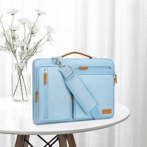 MOSISO 360 Protective Laptop Shoulder Bag, 13-13.3 inch Computer Bags | Compatible with MacBook Pro 14, HP, Dell, Lenovo, Asus, Side Open Messenger Bag with 4 Zipper Pockets&Handle, Air Blue - color: Air Blue, size: 13.3 inch