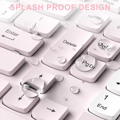 Wireless Keyboard and Mouse Combo, Full-Sized Quiet Wireless Keyboard and Adjustable DPI Mouse, 2.4GHz USB Receiver, Keyboard and Mouse for PC, Windows, Desktop, Laptop (Pink and White-B) - color: Pink and white-B
