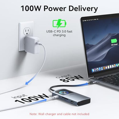 USB C Hub HDMI Adapter for MacBook Pro/Air, MOKiN 7 in 1 USB C Dongle with HDMI - color: brown