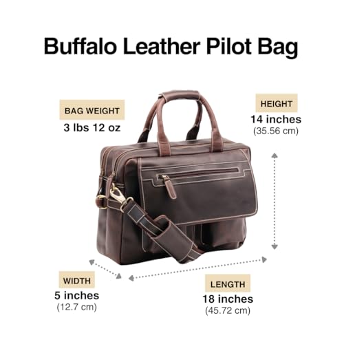 Buffalo Leather Pilot Bag - color: Dark Walnut