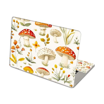 Aesthetic Laptop Skin Sticker, Mushrooms and Wildflowers Waterproof Vinyl Laptop Decal, Removable Bubble Free, Reusable Protective Cover for 13 14 15 15.6 Inch - color: Mushrooms and Wildflowers