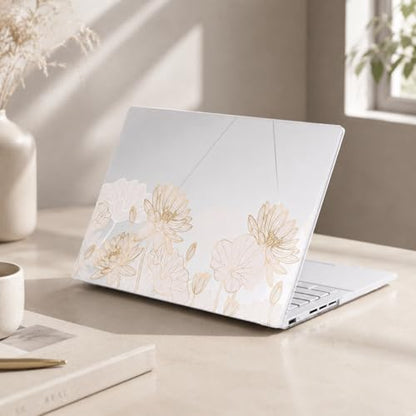 Batianda for ASUS Zenbook 14 OLED Case (UX3405 / UM3406) 2024 2025 Release, Slim Plastic Hard Shell Protective Cover with Artistic Designs, Ultra-Thin Lightweight Laptop Case, Golden Lotus - color: Golden Lotus