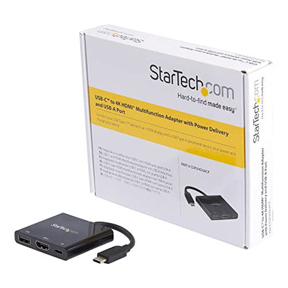 StarTech USB-C to HDMI Adapter, 4K 30Hz, Thunderbolt 3, USB 3.0, 60W PD | USB-C adapter converter, Backed for 3 years, Free lifetime 24/5 multilingual tech support, Compact for IT pros - style: 60W Power Delivery | 1x USB-A 3.0 | HDMI