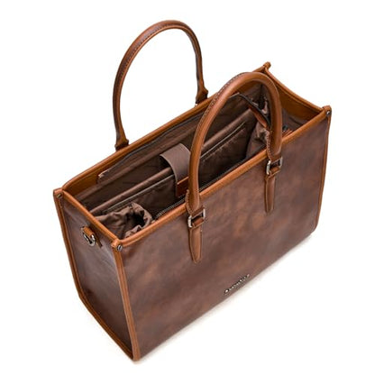 Montana West Laptop Tote Bag for Women 15.6 Inch Computer Bags Business Office Work Briefcase With Adjustable Shoulder Strap - color: Coffee