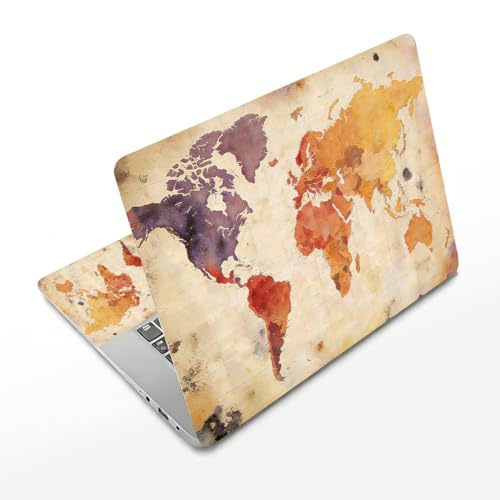 3Pcs Map Laptop Skin Sticker Universal Removable Vinyl Stickers Fits for 12.1 13 14 15.6 16 Inch Waterproof Notebook Decal Cover Gift - style: map