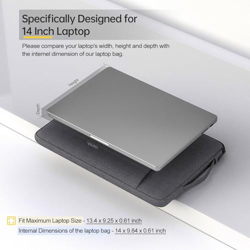 14 Inch Laptop Sleeve Case for Acer Chromebook Plus 514/ Aspire 14, HP Lenovo Dell ASUS Computer Carrying Bag, Space Grey - color: Space Grey, size: 14 Inch