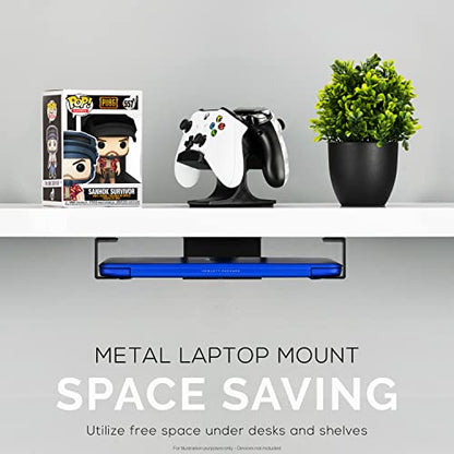 Under Desk Laptop Holder Mount For Desk, Adhesive & Screw In, Devices upto 1.5" Thick like Macbooks, Surface, Keyboard, Routers, Modems, Cable Box, Network Switch & More (Metal Black) By Brainwavz - color: Metal 1.5" Device Mount