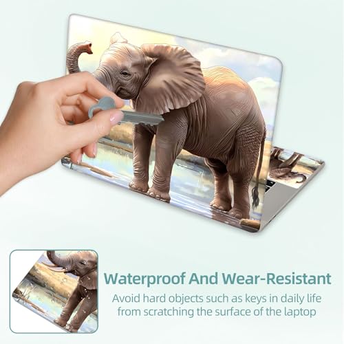 Universal Laptop Skin Decal, 3-Piece Vinyl Protector for 12 13 14 15.6" Notebook, Waterproof Anti-Scratch, Easy Trim & Bubble-Free Finish, Elephant Standing in Water - color: Elephant Standing in Water