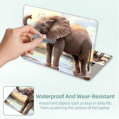 Universal Laptop Skin Decal, 3-Piece Vinyl Protector for 12 13 14 15.6" Notebook, Waterproof Anti-Scratch, Easy Trim & Bubble-Free Finish, Elephant Standing in Water - color: Elephant Standing in Water
