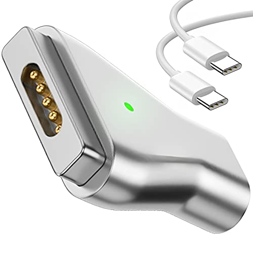 Magnetic USB C to Magnetic 2 T-Tip Adapter, Type-C to Safe 2 T-Head PD 100W Power Fast Charging Converter for 2013-2015 MacBook Pro Air with 100W/5A USB C Cable (1.5M) - size: Magnetic 2 T-shape
