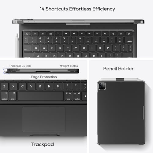 Wireless Keyboard Case for iPad Pro 11 inch M5 2025 & M4 2024 Black | Pekarejue 360 Rotatable, Pencil Holder, Multi-Touch Trackpad, Backlit Keys, Swivel Cover A3357A3358 A3359 A2836 A2837 A3006 - color: Black, size: iPad Pro 11 (M4/M5)