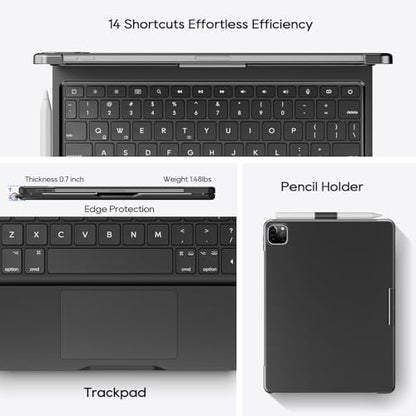 Wireless Keyboard Case for iPad Pro 11 inch M5 2025 & M4 2024 Black | Pekarejue 360 Rotatable, Pencil Holder, Multi-Touch Trackpad, Backlit Keys, Swivel Cover A3357A3358 A3359 A2836 A2837 A3006 - color: Black, size: iPad Pro 11 (M4/M5)