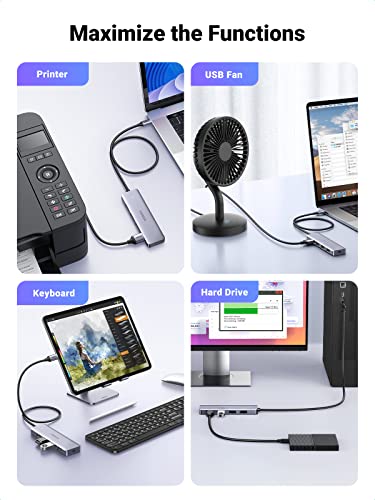 UGREEN USB C to USB A Hub, 4xUSB 3.0 Ports, 5Gbps Data Transfer, 2 ft Cable | USB-C 5V/2A Power Port for Laptop, MacBook Pro/Air, Mac Mini M4, iMac, iPad Pro, Chromebook, Dell XPS, Galaxy S26, and More - size: 2 FT