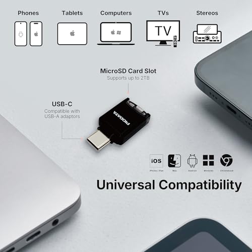 Micro SD Card Reader for iPhone 17/16/15, iPad, Android, Mac, PC, Laptop, USB C Memory Card Reader adapter, Auto Photo Backup, Apple MFi Photo stick Phone Drive iXflash Q mini w/Free App Black - color: Black