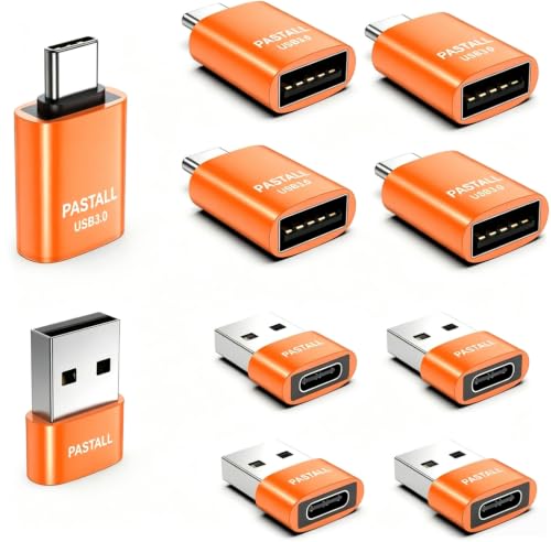 USB to USBC Adapter 10 Pack Combo,USB to C Adapter,Orange | 5 USB 2.0 Male to USBC Adapter & 5 USB 3.0 Female to USBC Adapter,Compatible with iPhone 17 Pro Max,iPad,Samsung Galaxy S25 - color: Orange