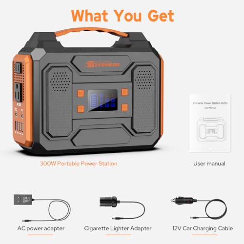ZeroKor Solar Generator with Panel, 300W Portable Power Station with Solar Panel 40W, 110V Pure Sine Wave AC Outlet Electric Generator for Home Use Outdoor RV Camping