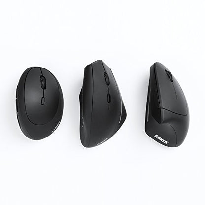 Anker USB Wired Vertical Mouse, Ergonomic Design Mouse for Computer and Laptop, 5 Buttons, 1000/1600 DPI, Optical Technology, USB Corded - Black