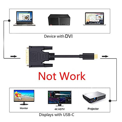 cablecc USB 3.1 Type C USB-C Source to DVI 1080P 60hz Displays Male Monitor Cable for Laptop 1.8m - style: USB-C to DVI
