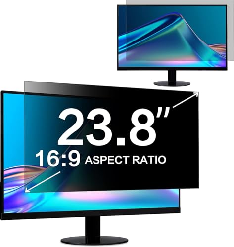 ZOEGAA 23.8 Inch Computer Privacy Screen Filter for 16:9 Widescreen Computer Monitor 20.75"x11.68", Computer Screen Privacy 23.8 inch and Anti Blue Light Anti Glare Protector - size: 23.8 in (16:9) privacy screen