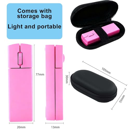 Wireless Bluetooth Mouse, Mini 3-Mode (BT4.0/5.0+2.4G) Finger Noiseless Rechargeable Travel Small Mice with Mouse Case, 3 Buttons Ultra Lightweight Portable Wireless Mice for Desktop Laptops PC（Pink） - color: Pink