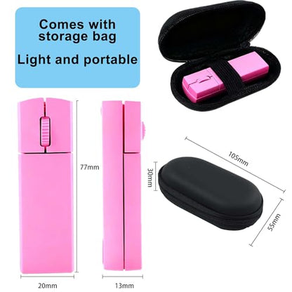 Wireless Bluetooth Mouse, Mini 3-Mode (BT4.0/5.0+2.4G) Finger Noiseless Rechargeable Travel Small Mice with Mouse Case, 3 Buttons Ultra Lightweight Portable Wireless Mice for Desktop Laptops PC（Pink） - color: Pink