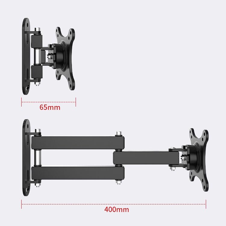 Monitor Stand Single Monitor Wall Mount for Most 10-27" Monitors Within 33.0 lbs, Full Motion Adjustable Wall Mount Articulating Arms Swivel Tilt Extension Rotation Monitor Stand Desk arm