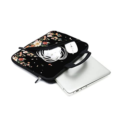 Laptop Sleeves 14 15 15.4 15.6 Chromebook Case Notebook Sleeve PC Messenger Bag Tablet Case Neoprene Handle Sleeve for Men Women, Two Pockets (Flowers) - color: Flowers