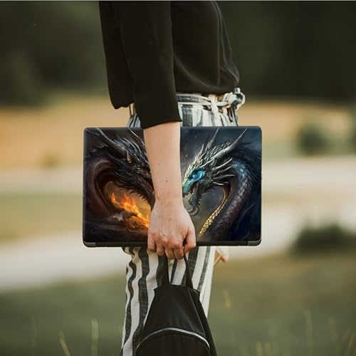 Laptop Skin Sticker Decal, Universal Protective Cover Fit 12 13 14 15.6 Inch Notebook, Reusable Water-Resistant Vinyl Decal w/ 2 Wrist Pads for Business Travel Office, Dragon Flame - color: Dragon Flame