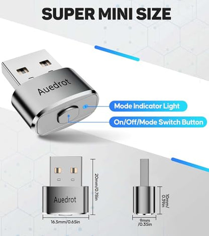 USB Mouse Mover with Switch Button, Automatic Mini Mouse Shaker with 2 Jiggle Modes, Driver-Free, Plug & Play, Keep Computer/Laptop Awake, USB-C Adapter, Silver - color: Silver