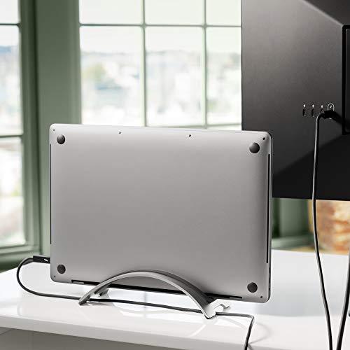Twelve South BookArc for MacBook, Compact Vertical Desktop Stand, Silver | Compact Laptop Stand for Comfortable Desktop Setup, Saves Space While Allowing Connection to Larger Display, Silicone Insert - color: Silver